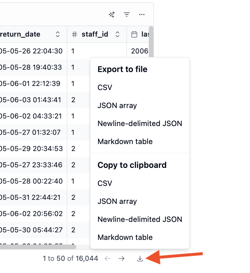 Export Data - Docs - DB Pilot
